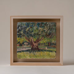 Vintage Impasto Oil Painting of Tree, Newly Framed