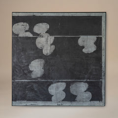 Large Square Painting with Multiple White Orbs