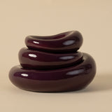 Set of 3 Handmade Stacking Bowls in Eggplant