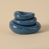 Set of 3 Handmade Stacking Bowls in Denim Finish