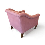 Elizabeth Armchair, Upholstered in a Rose Linen Fabric with Walnut Finished Legs and Antique Brass Casters