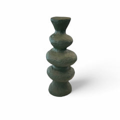 Ribbed Green Paper Mache Vessel