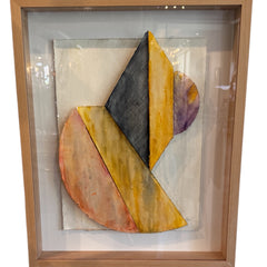 Layered Geometrical Orange, Black, & Yellow Watercolor Collage
