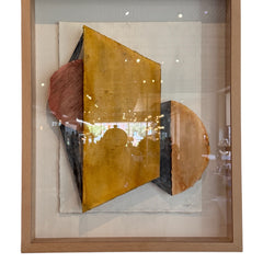 Layered Geometrical Yellow, Black, & Sienna Watercolor Collage