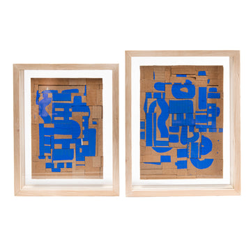 Cardboard Collage in Vivid Blue