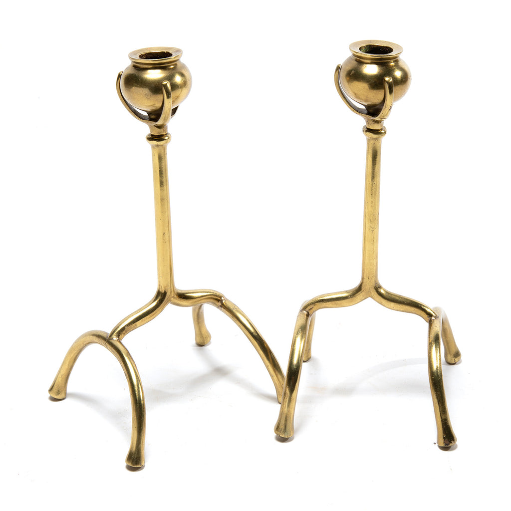 Pair of 1970's MCM Solid Brass Candlesticks