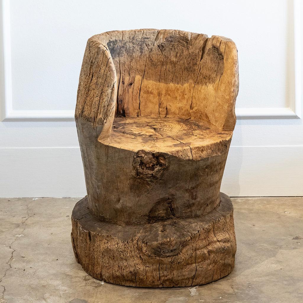 Hand-Carved Rustic Log Chair