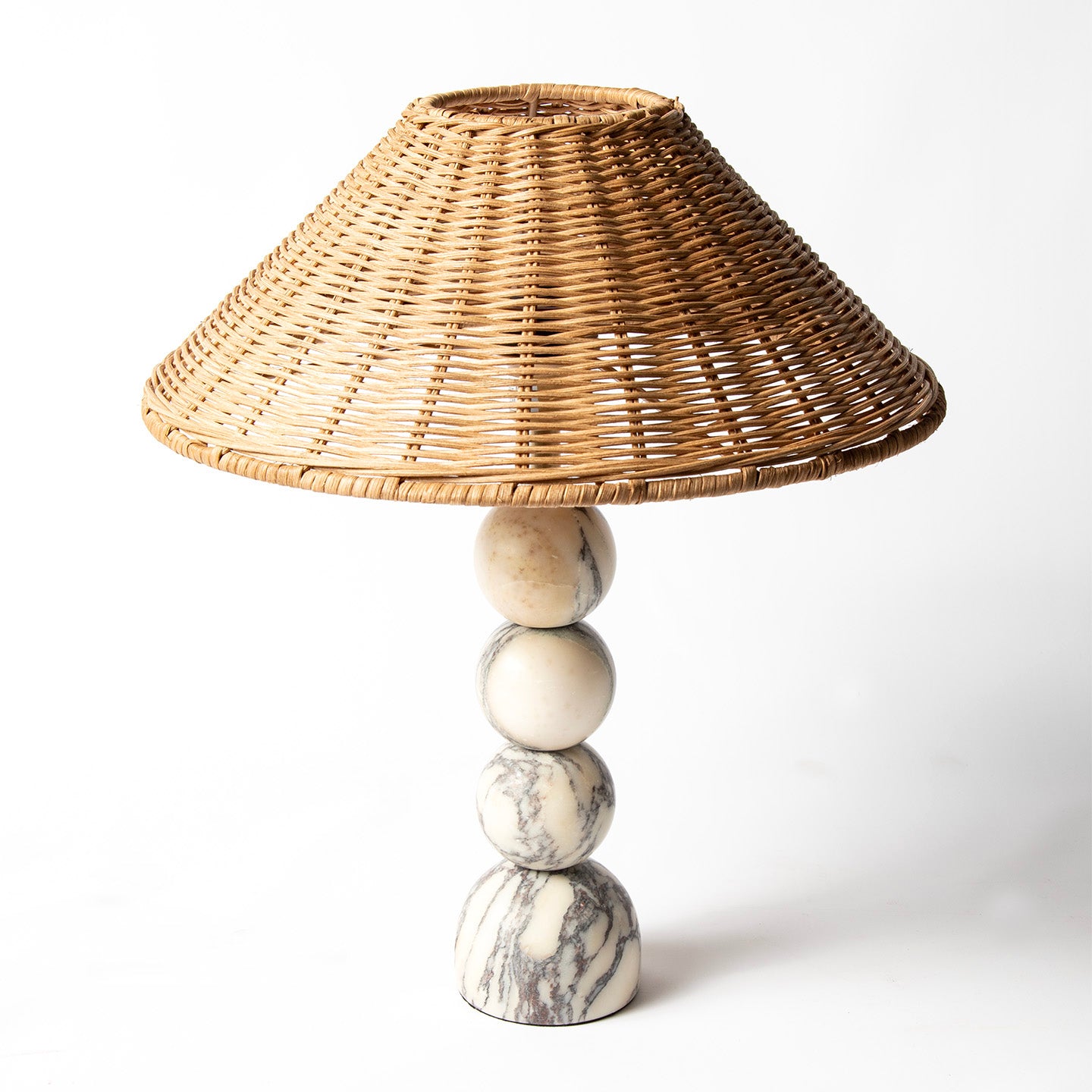 Bulbous Marble + Rattan Table Lamp FOUND