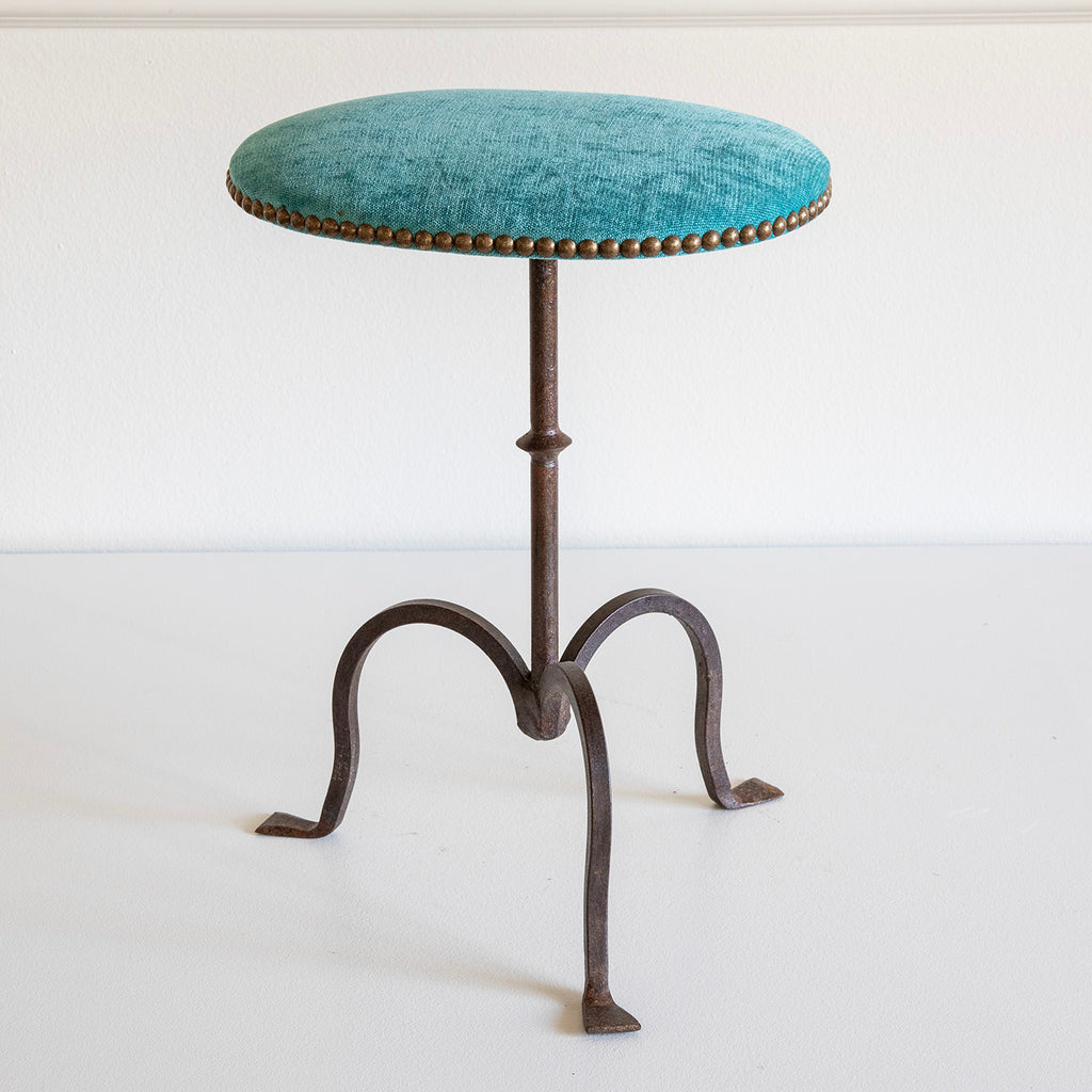 Petite Metal Stools, Newly Upholstered