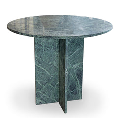 FOUND Collection Round X-Base Entry Table in Verde Champagne Marble