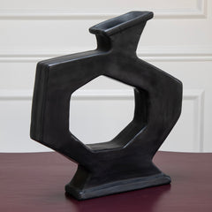 Black Hexa Pottery Vase from Marrakech