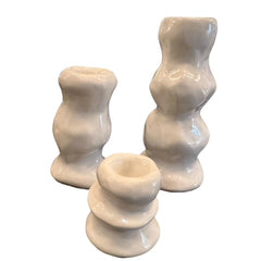 FOUND Collection Handmade Ceramic Candlestick in Gloss White