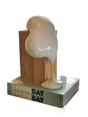 "The Drip", Hand Sculpted Porcelain Sculpture on Ash Wood Box