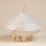 Handmade Ceramic Vessel on Tripod Base with White Glaze