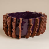 Custom Handmade Vessel with Pinched Ridges finished in Matte Black with Matte Brown Ridges