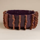 Custom Handmade Vessel with Pinched Ridges finished in Matte Black with Matte Brown Ridges