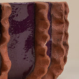 Custom Handmade Vessel with Pinched Ridges finished in Matte Black with Matte Brown Ridges