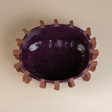 Custom Handmade Vessel with Pinched Ridges finished in Matte Black with Matte Brown Ridges