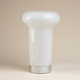 Mid-20th Century Italian Modern  Opaque White Glass and Chrome Table Lamp