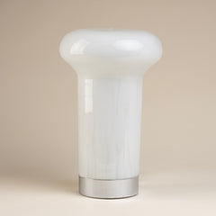 Mid-20th Century Italian Modern  Opaque White Glass and Chrome Table Lamp