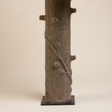 Faux Bois Tree Trunk Table Lamp on Black Metal Base