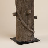 Faux Bois Tree Trunk Table Lamp on Black Metal Base