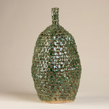 Tall Green Wonky Ceramic Vassel