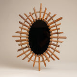 Mid-Century SunBurst Oval Rattan Mirror