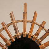 Mid-Century SunBurst Oval Rattan Mirror
