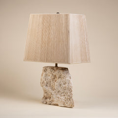 Vintage Mid-20th Century Natural Coral Lamp with Silk Sting Rectangular Shade, Rewired