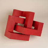 Red Geometric Wood Sculpture Maquette, possibly by Antoni Milkowski.