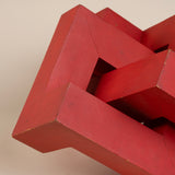 Red Geometric Wood Sculpture Maquette, possibly by Antoni Milkowski.