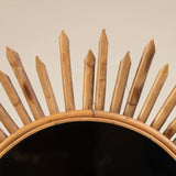 Mid-Century SunBurst Round Rattan Mirror