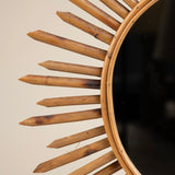 Mid-Century SunBurst Round Rattan Mirror