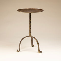 Bronze drinks table with a hammered textured finish