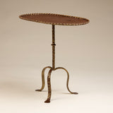 Oval Gilt Metal Martini Table With Hammered top
