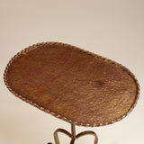 Oval Gilt Metal Martini Table With Hammered top