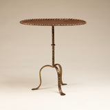 Oval Gilt Metal Martini Table With Hammered top