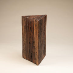 Tall Natural Wood Triangle Side Table
