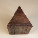 Tall Natural Wood Triangle Side Table
