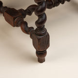 Barely Twist Stool, Newly Upholstered in Blue/Rust Plaid Fabric