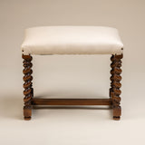 Barley Twist Stool Newly Upholstered in White , England