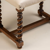 Barley Twist Stool Newly Upholstered in White , England