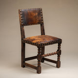Set of Two French Leather Dining Chairs