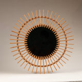 MCM Round Rattan Mirror