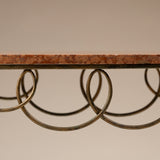Vintage Wrought Iron Coffee Table with Rosso Verona Marble Top
