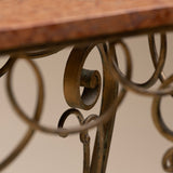 Vintage Wrought Iron Coffee Table with Rosso Verona Marble Top