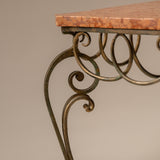 Vintage Wrought Iron Coffee Table with Rosso Verona Marble Top