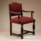 Walnut Armchair newly upholsted in Red Windowpane Fabric, Late 19th Century, England