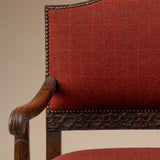 Walnut Armchair newly upholsted in Red Windowpane Fabric, Late 19th Century, England